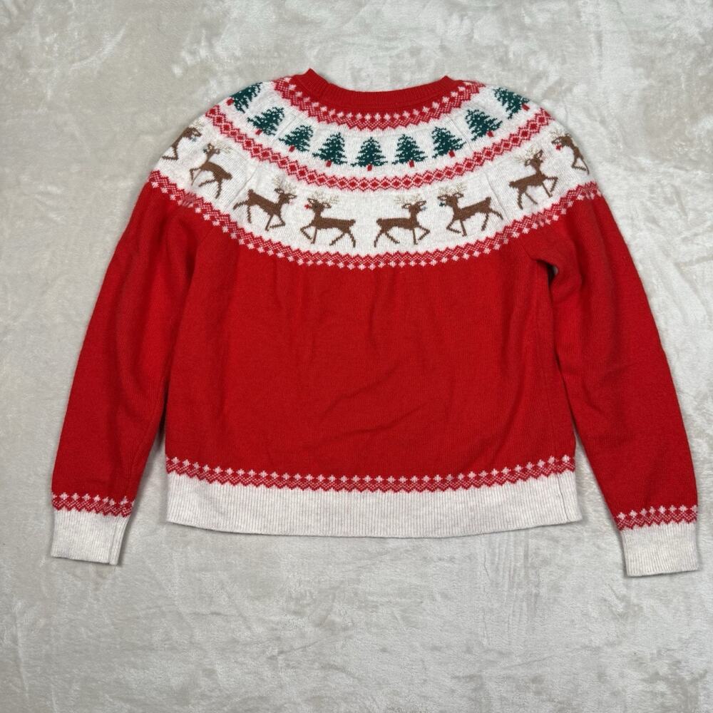 Boden Edie Fair Isle Sweater Reindeer Red Women’s Size Large Holiday Christmas - Picture 4 of 7